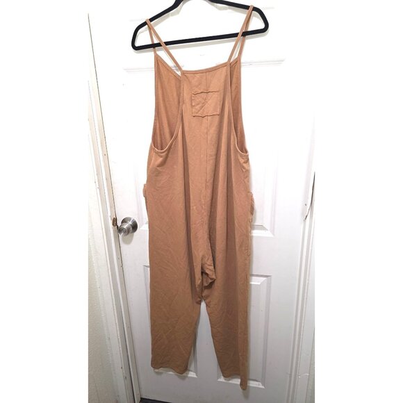 Ces Femme Women's Tan Sleeveless V Neck Wide Leg Jumpsuit Size L - Picture 2 of 8